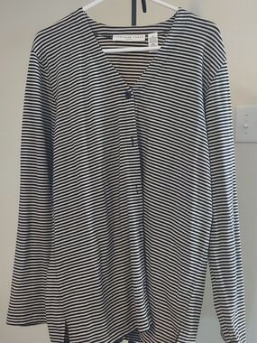 Josephine Chaus Black & White Striped Long Sleeve Skirt